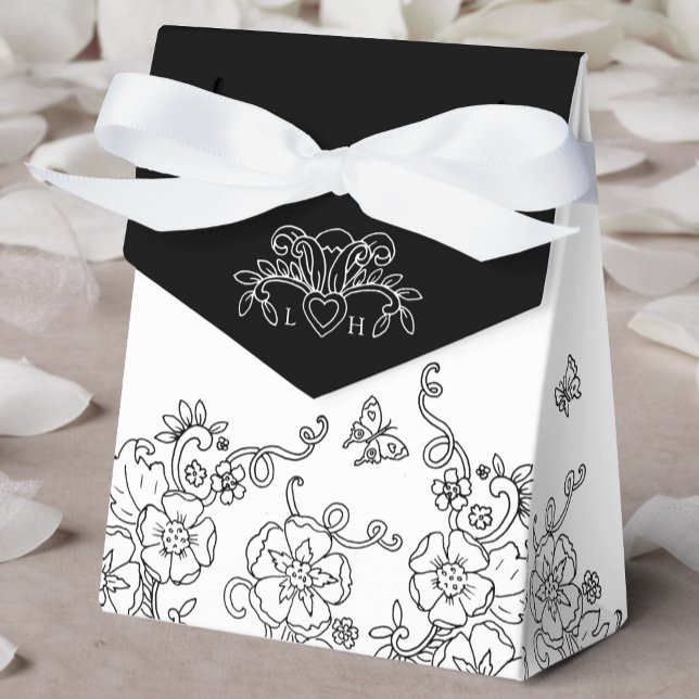 Fleur de lis black and white wedding  favor boxes (Creator Uploaded)