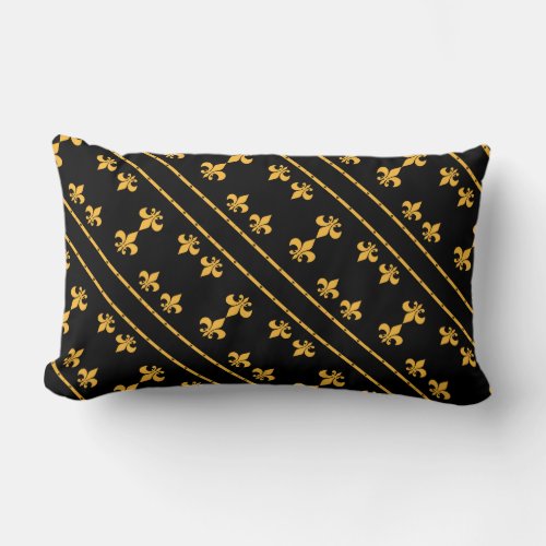 Fleur_de_Lis Black  Gold Designer Pillow