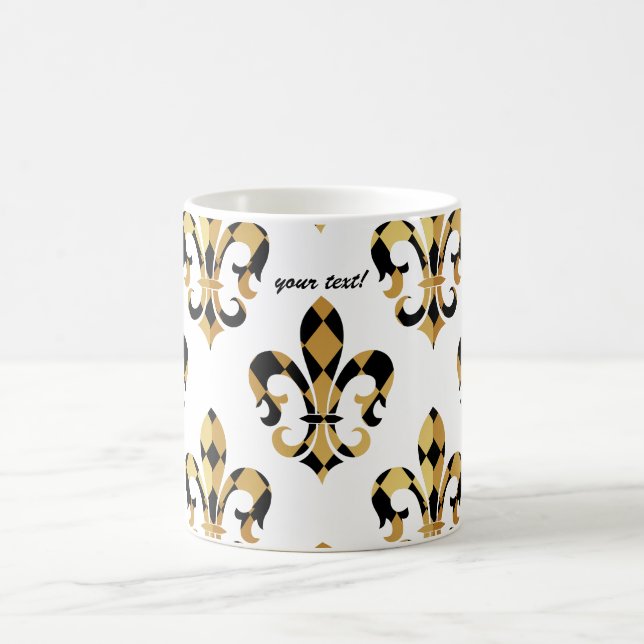 Fleur de Lis/black/gold/DIYfont Coffee Mug (Center)