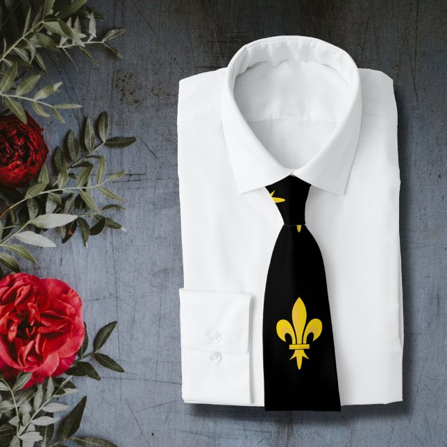 Fleur de Lis Black Neck Tie (Fleur de Lis Black Neck Tie)