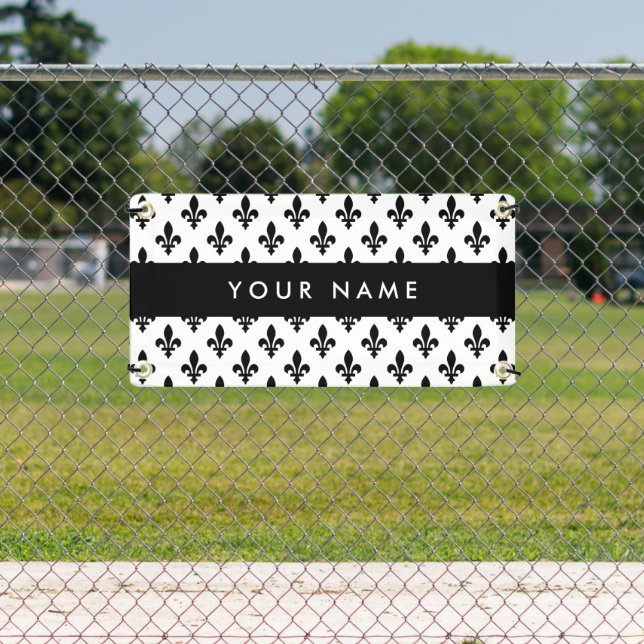 Fleur de Lis, Black on White, Black, Your Name Banner (Insitu)
