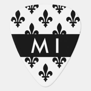 Fleur de Lis, Black on White, Black, Your Name Guitar Pick
