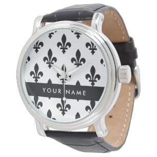 Fleur de Lis, Black on White, Black, Your Name Watch