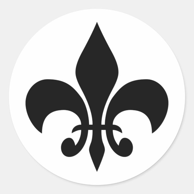 Fleur de lis Black & White Round Sticker (Front)