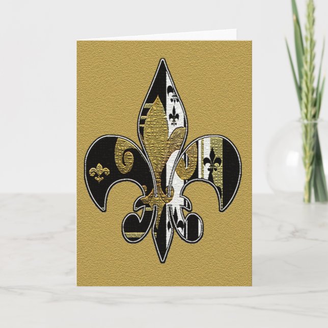 Fleur de lis Bling Greeting Cards (Front)