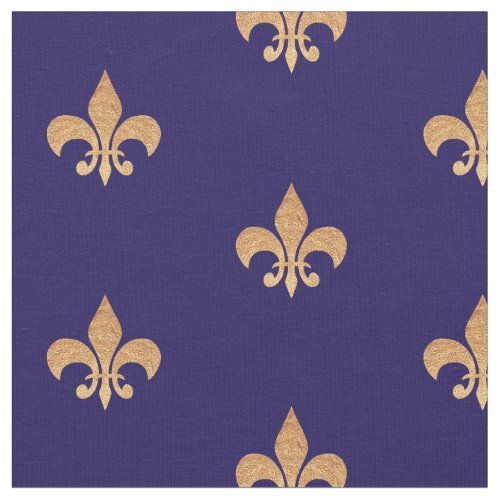 Fleur De Lis Blue Gold  Royal vintage pattern Fabric