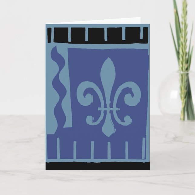 Fleur De Lis Blue Matisse Card (Front)