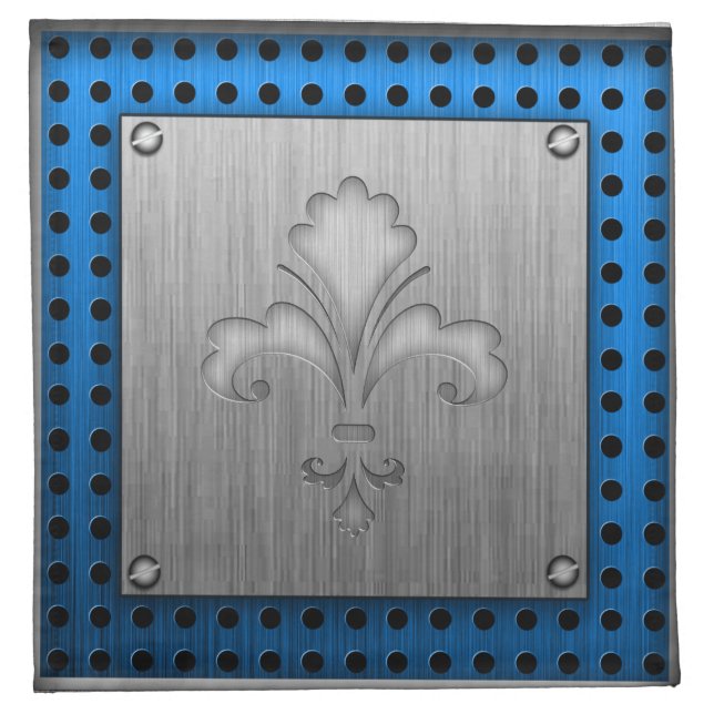 Fleur de lis; Brushed metal-look Napkin (Front)