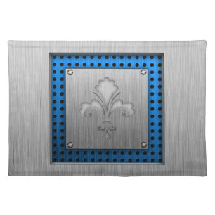 Fleur de lis; Brushed metal-look Placemat