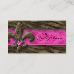 Fleur de Lis Business Card Jewelry Pink Zebra