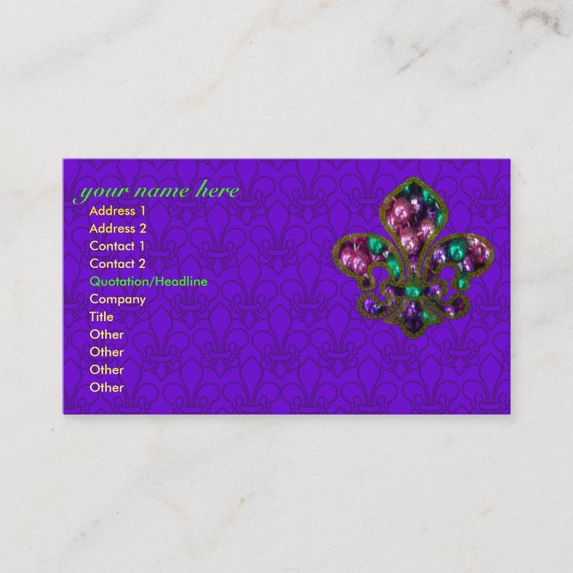Fleur de Lis business card template (Front)
