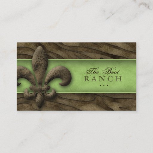 Customizable Fleur de Lis Business Card Zebra Vintage Lime