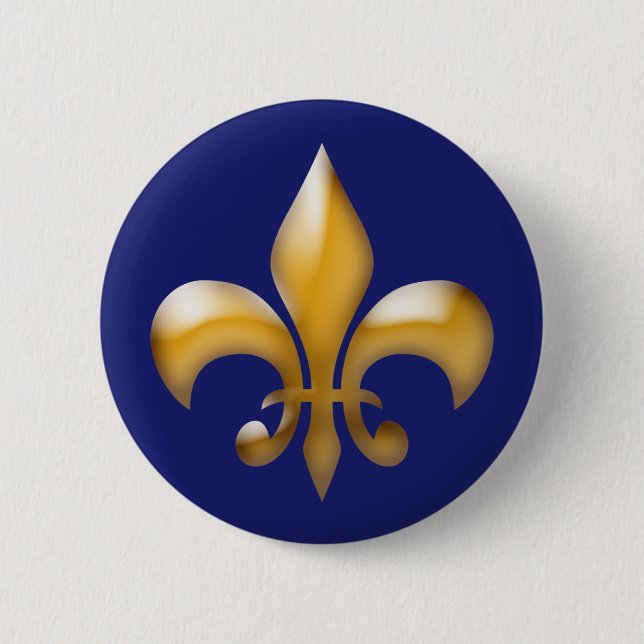 Fleur de Lis Button in Navy and Gold (Front)