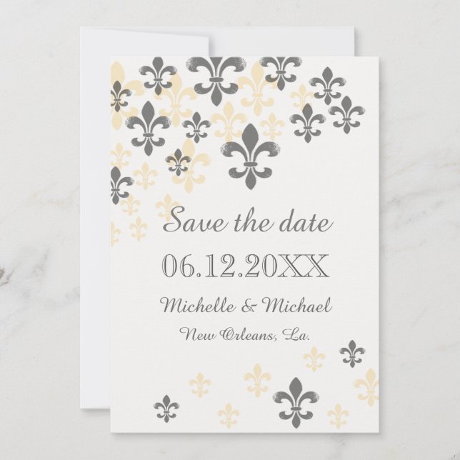 Fleur de Lis Cascade Save the Date (Front)