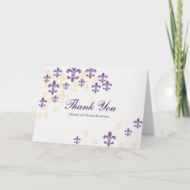 Fleur de Lis Cascade Thank You Card (Front)