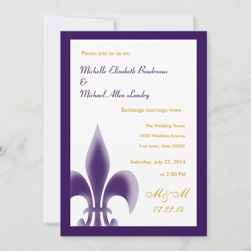 Fleur de Lis Casual Wedding Personalized Invites