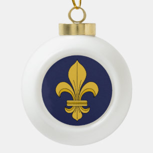 Fleur-de-lis Ceramic Ball Christmas Ornament
