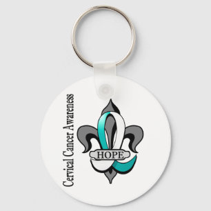 Fleur De Lis Cervical Cancer Hope Keychain