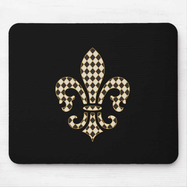 Fleur de Lis Checkered Pattern Mouse Pad (Front)