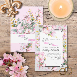 Fleur de lis / Cherry Blossom Wedding Invite