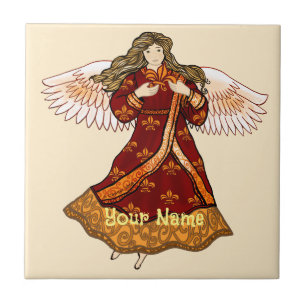 Fleur de lis Christian angel Ceramic Tile