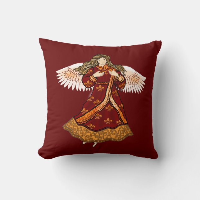 Fleur de lis Christian angel  Throw Pillow (Front)