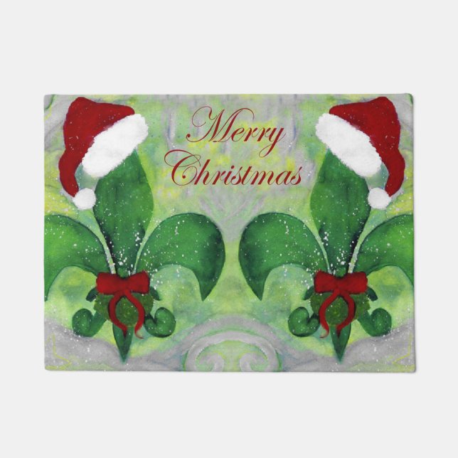 Fleur de lis Christmas Holiday rug doormat (Front)