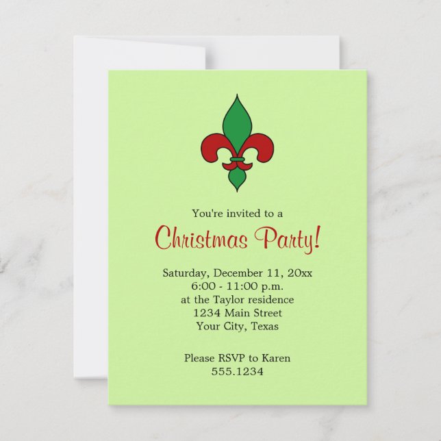 Fleur de Lis Christmas Party Invitation (Front)