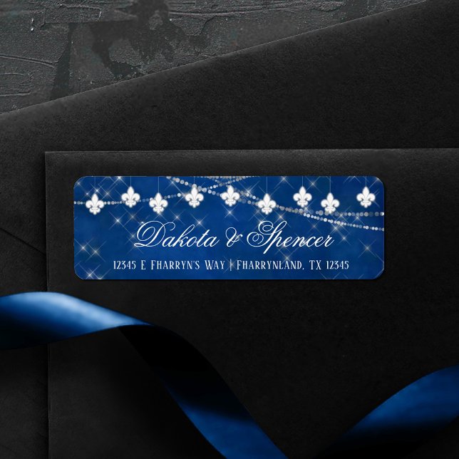 Fleur de Lis Classic Blue Lights | Return Address Label (Creator Uploaded)
