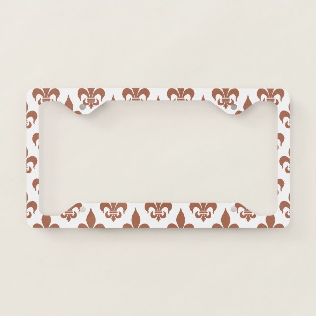 Fleur-de-Lis: Clay Red License Plate Frame (Front)