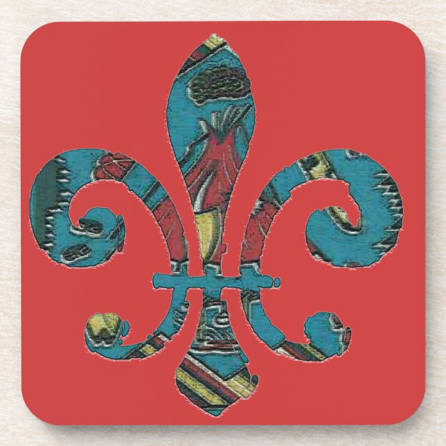 Fleur De Lis Cloth Beverage Coaster (Front)