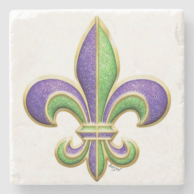 Fleur De Lis Coaster, New Orleans, Stone Coaster (Front)
