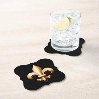 Fleur De Lis Coasters - Black & Gold