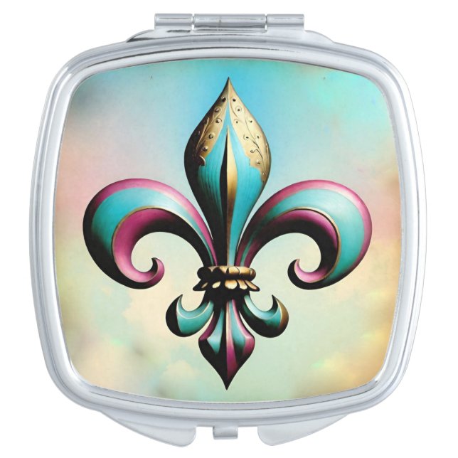 Fleur de lis Compact Mirror, Catholic Mirror (Front)