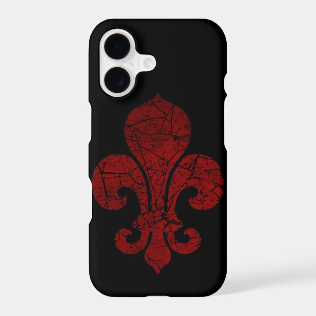 Fleur De Lis Cracked Red iPhone Case (Back)
