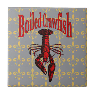 Fleur De Lis Crawfish Ceramic Tile