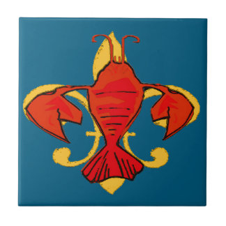 Fleur De Lis Crawfish Ceramic Tile