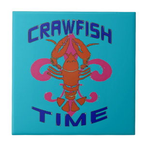 Fleur De Lis Crawfish Ceramic Tile