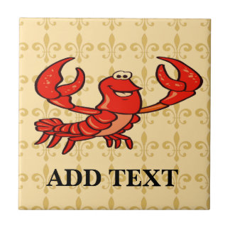 Fleur De Lis Crawfish Ceramic Tile