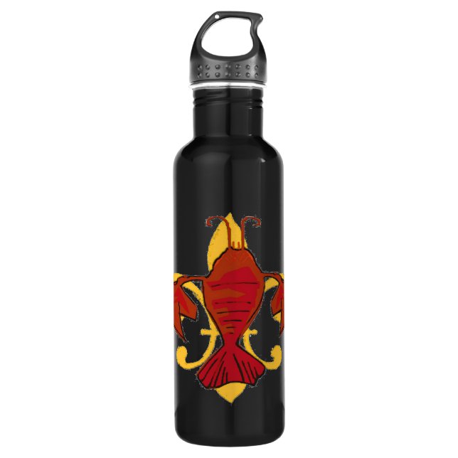 Fleur De Lis Crawfish, Crayfish Stainless Steel Water Bottle (Front)