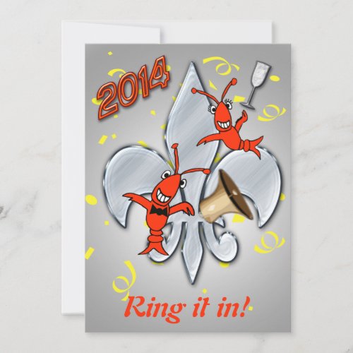 Fleur de Lis Crawfish New Years Party Invitation