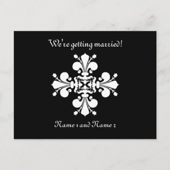 Fleur De Lis Cross Announcement Postcard by TheHopefulRomantic at Zazzle