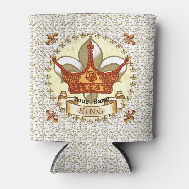 Fleur De Lis Crown King Dad Can Cooler (Front)
