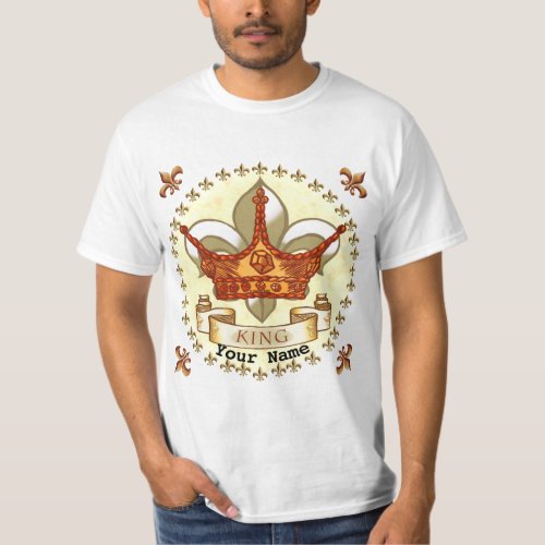 Fleur De Lis Crown King Dad custom name t_shirt