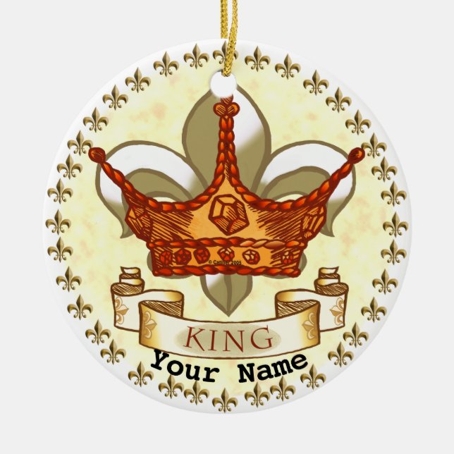 Fleur De Lis Crown King Dad  ornament  (Front)