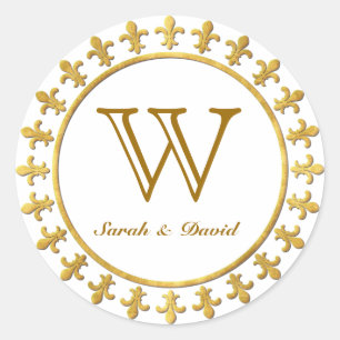 Fleur-de-lis Customizable Monogram Classic Round Sticker