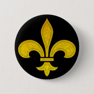 Fleur De Lis Cut Glass Pinback Button