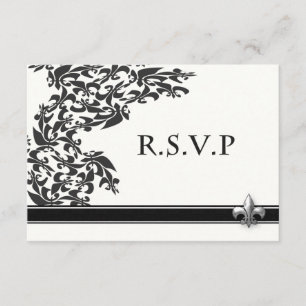Fleur de Lis Damask Pattern Wedding RSVP Card