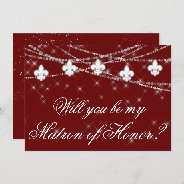 Fleur de Lis Dark Red Lights | Maid of Honor Ask (Front/Back)