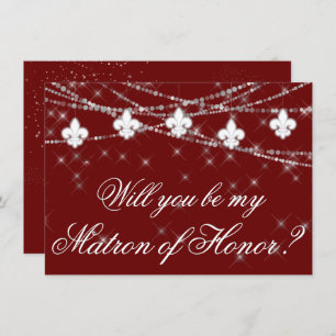 Fleur de Lis Dark Red Lights Maid of Honor Ask
